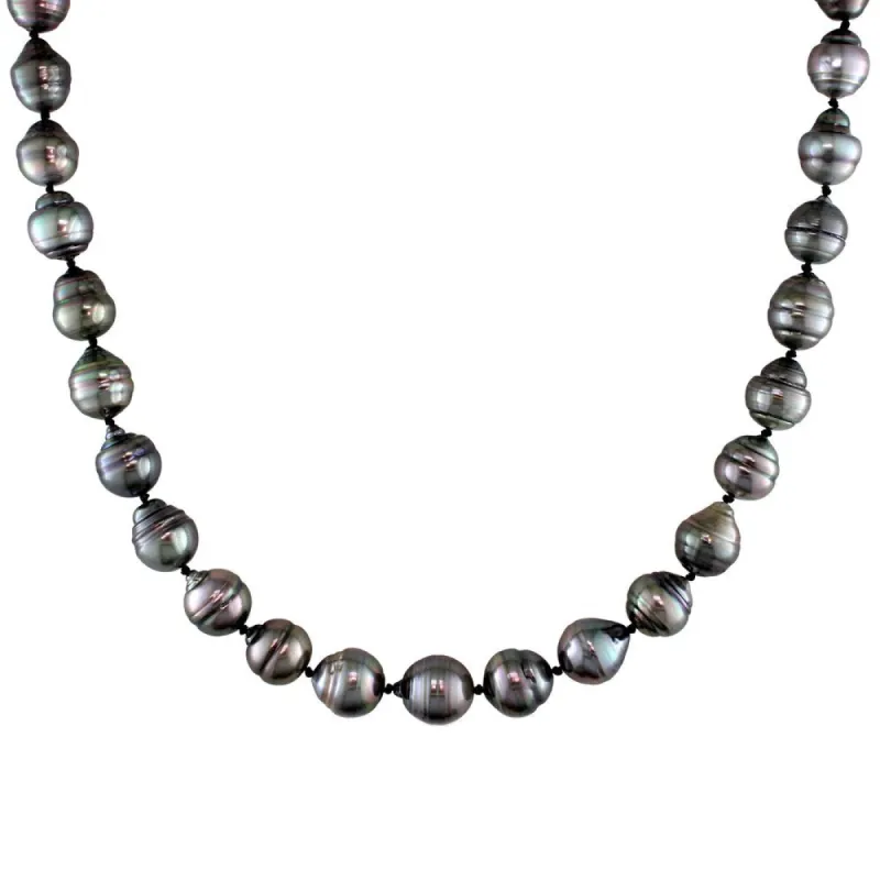 Miadora 14k White Gold Tahitian Black Pearl Necklace (8-11 mm) sold by Zulily