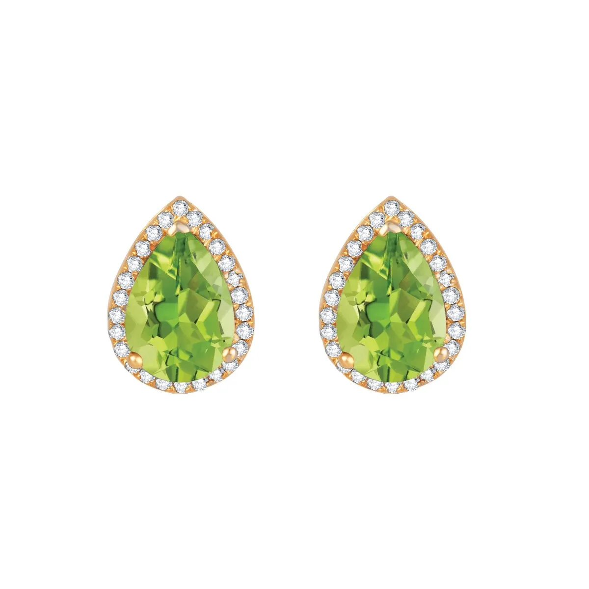 Gold Over Sterling Silver Peridot, White Zircon Halo Stud Earring sold by Zulily