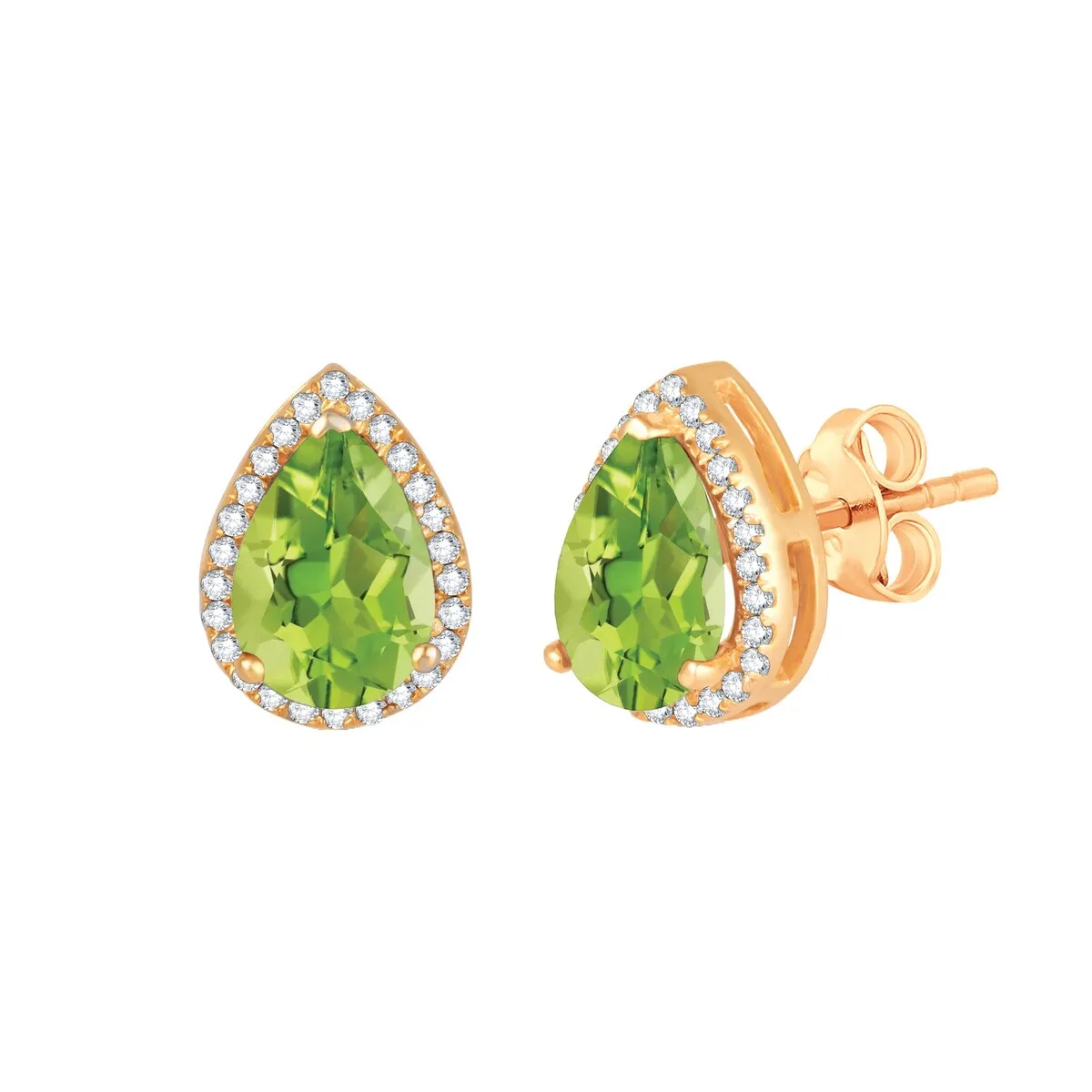 Gold Over Sterling Silver Peridot, White Zircon Halo Stud Earring sold by Zulily product image thumbnail 2