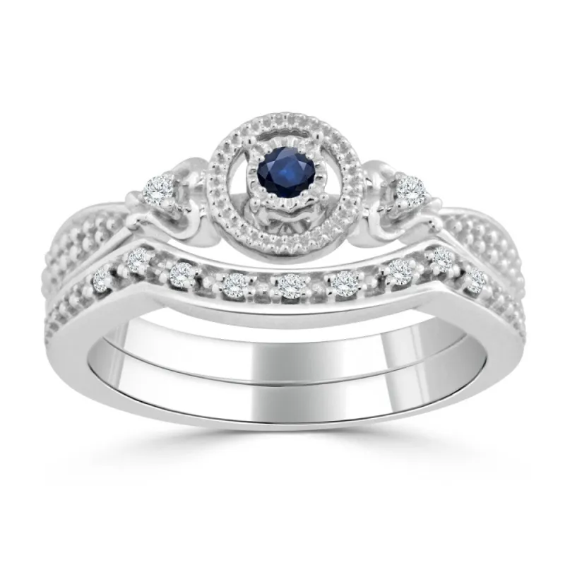 Auriya 1/8ct Round Blue Sapphire and 1/8ctw Diamond Engagement Ring Set 14k Gold sold by Zulily