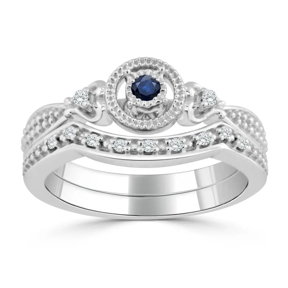 Auriya 1/8ct Round Blue Sapphire and 1/8ctw Diamond Engagement Ring Set 14k Gold sold by Zulily