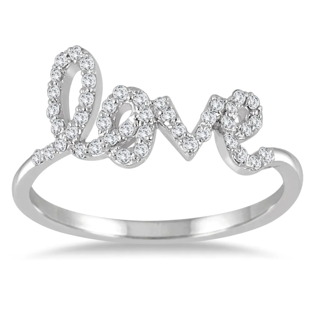 1/4 Carat TW Diamond Love Ring in 14K White Gold sold by Zulily