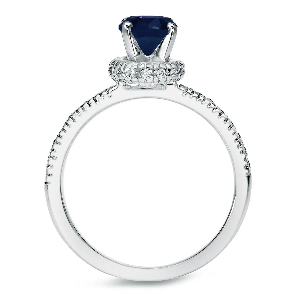 Auriya 14k Gold 3/4ct Round Blue Sapphire and 1/4ctw Diamond Engagement Ring Set sold by Zulily product image thumbnail 5