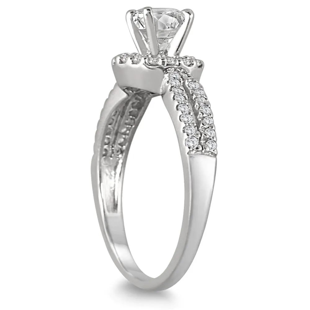 1 1/10 Carat TW White Diamond Engagement Ring in 14K White Gold sold by Zulily product image thumbnail 2