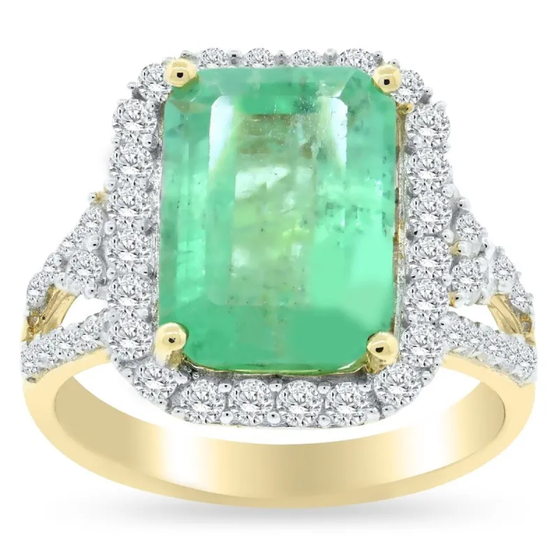 Auriya 14k Gold 4 5/8ct Emerald and 9/10ct TDW Round Diamonds Engagement Ring sold by Zulily