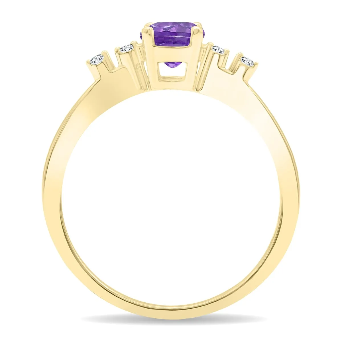 Women's Round Shaped Amethyst and Diamond Sparkle Ring in 10K Yellow Gold sold by Zulily product image thumbnail 3