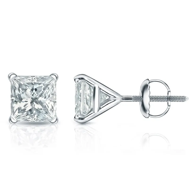 Auriya 18-karat Gold Lab Grown 6.00 carat TDW Princess Diamond Stud Earrings 4-Prong Martini Screw-back sold by Zulily product image thumbnail 5
