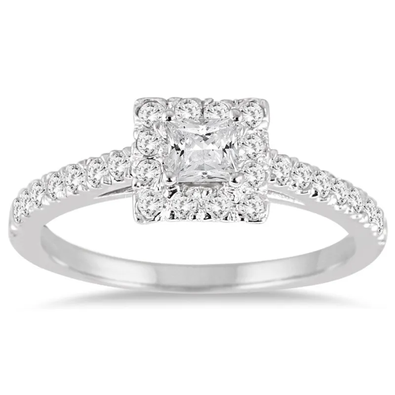 3/4 Carat TW Princess Cut Diamond Engagement Ring in 14K White Gold sold by Zulily