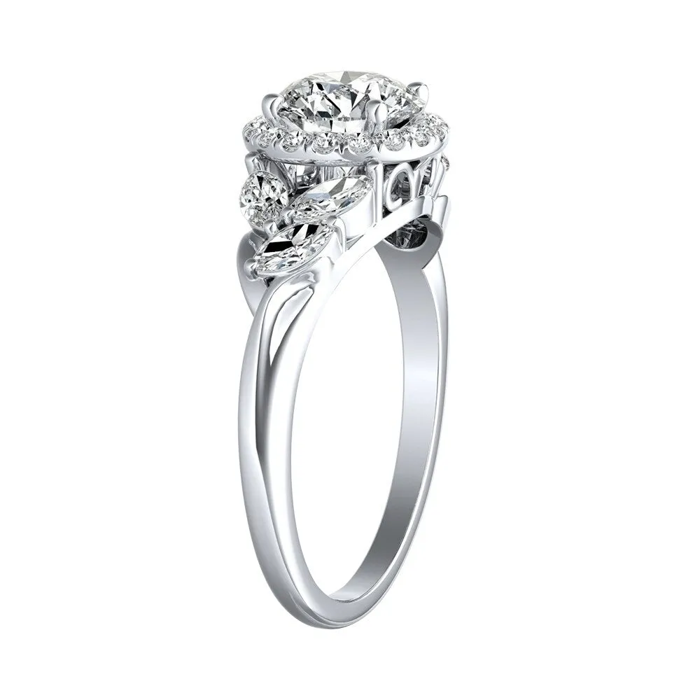 Auriya 14k Gold Floral 3/4ct Moissanite Halo Diamond Engagement Ring 3/8ctw sold by Zulily product image thumbnail 4