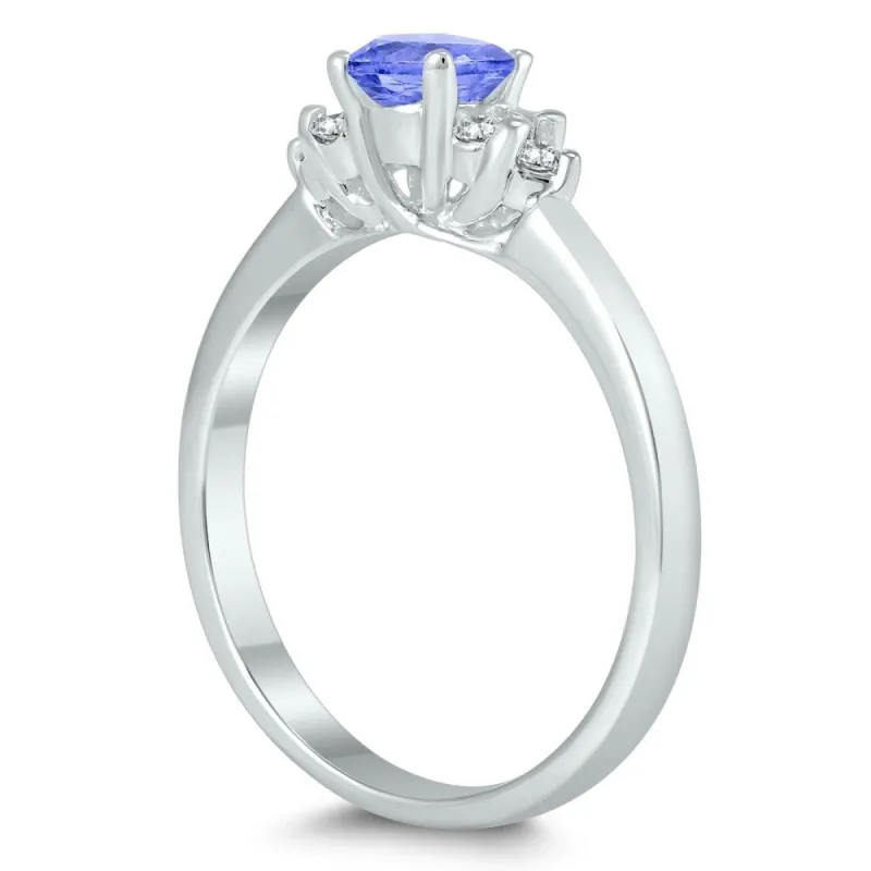 4MM Tanzanite and Diamond Cynthia Ring in 10K White Gold sold by Zulily