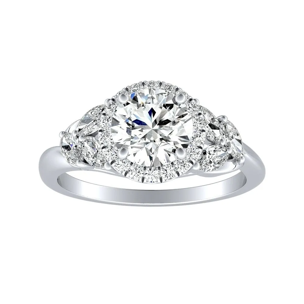 Auriya 14k Gold Floral 3/4ct Moissanite Halo Diamond Engagement Ring 3/8ctw sold by Zulily product image thumbnail 2