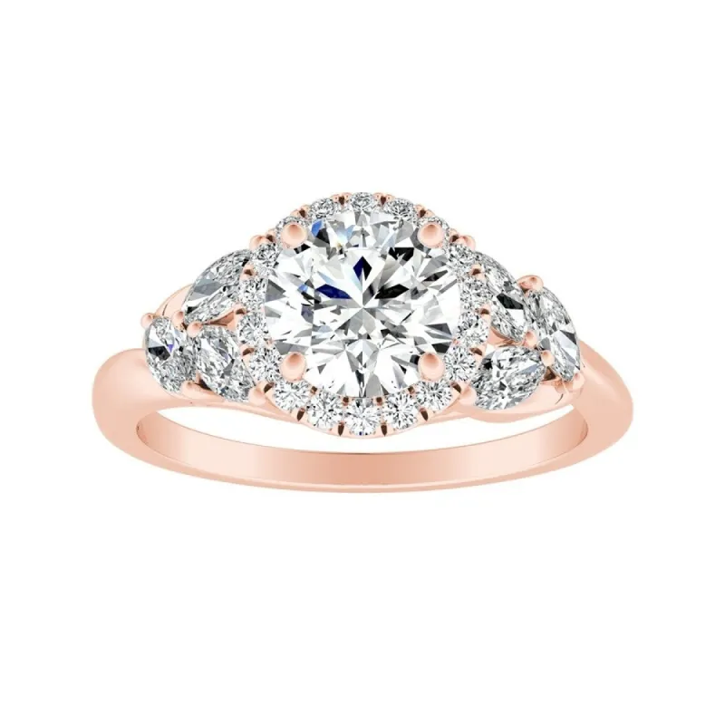 Auriya 14k Gold Floral 3/4ct Moissanite Halo Diamond Engagement Ring 3/8ctw sold by Zulily