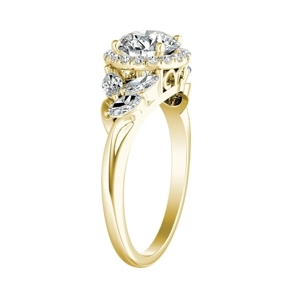 Auriya 14k Gold Floral 3/4ct Moissanite Halo Diamond Engagement Ring 3/8ctw sold by Zulily product image thumbnail 5