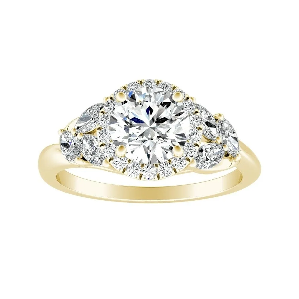 Auriya 14k Gold Floral 3/4ct Moissanite Halo Diamond Engagement Ring 3/8ctw sold by Zulily product image thumbnail 3