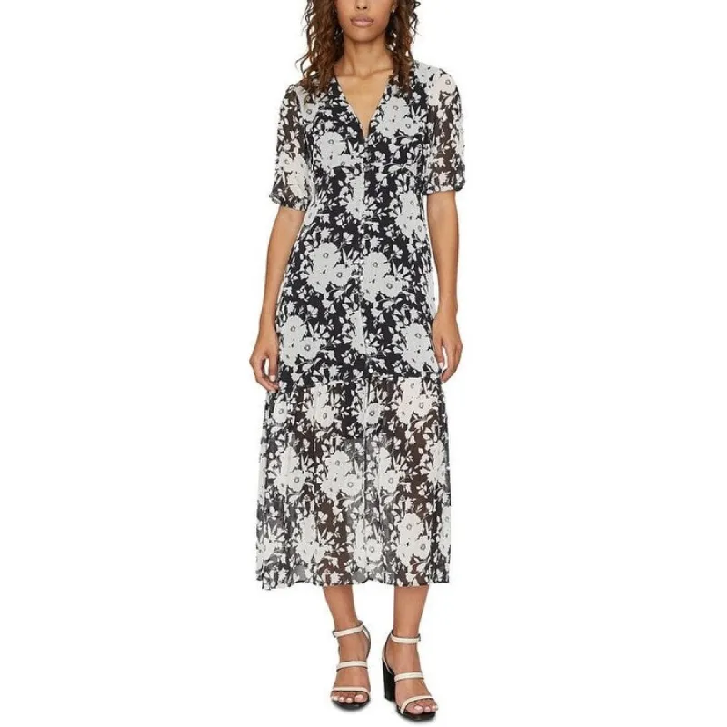 Sanctuary Women's Florence Puff Sleeve V Neck Maxi Dress Black Size 12 sold by Zulily