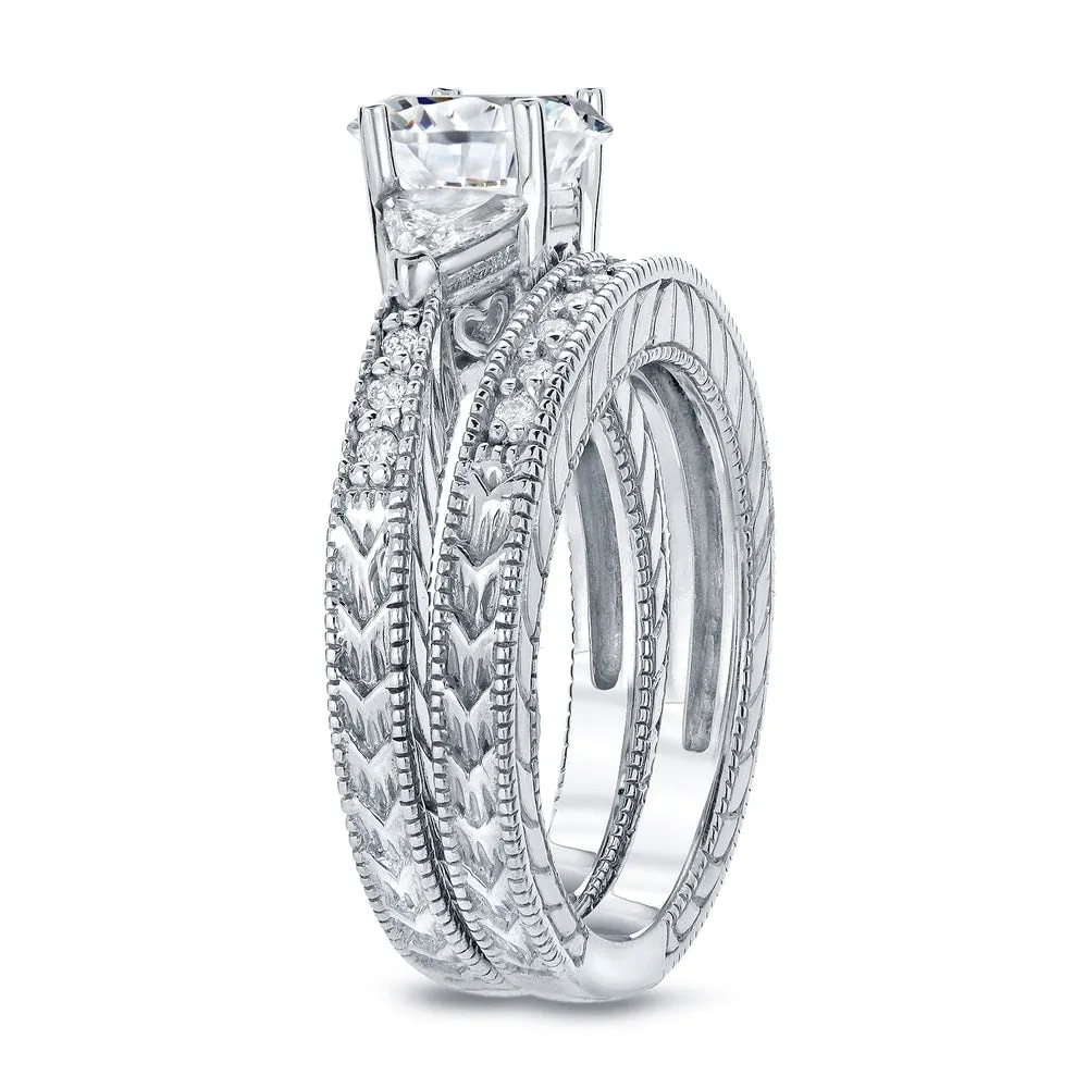 Auriya 14k Gold 1 1/3ctw Vintage 3-Stone Princess-cut Diamond Engagement Ring Set sold by Zulily product image thumbnail 2