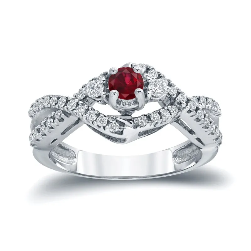 14k Gold 1/5ct Ruby and 1/3ct TDW Diamond Engagement Ring by Auriya sold by Zulily