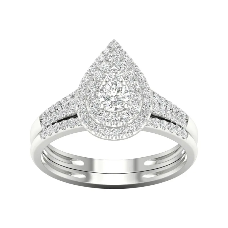 De Couer 1/2ct TDW Diamond Pear Shape Halo Bridal Set sold by Zulily