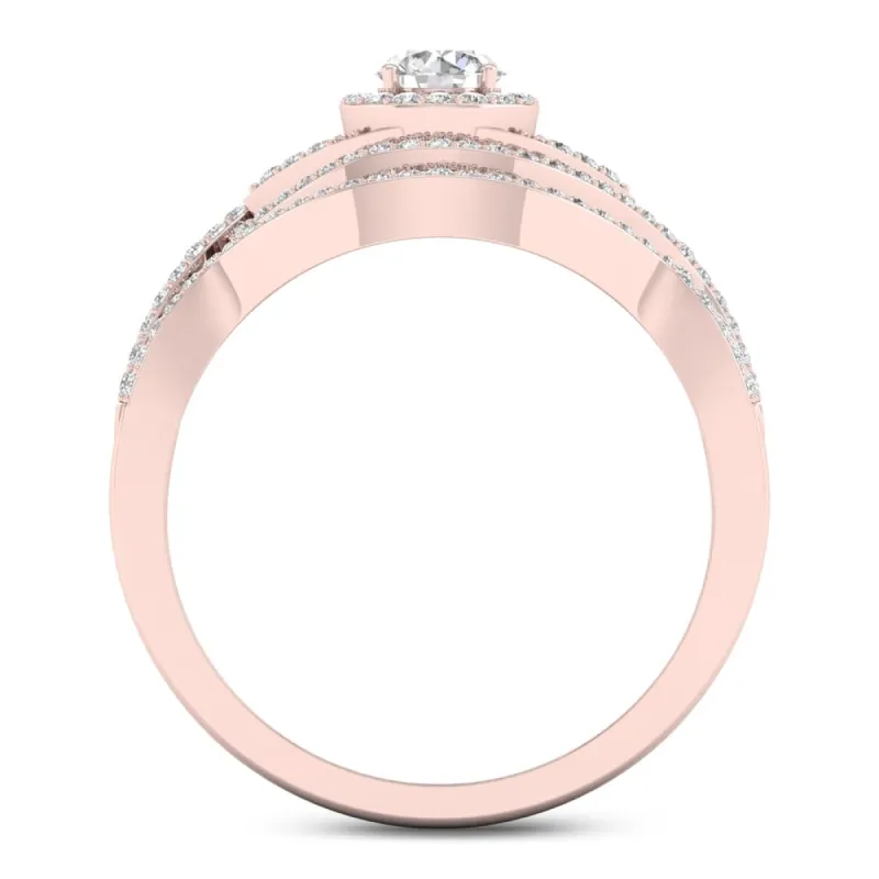 De Couer 10k Gold 1/2ct TDW Diamond Halo Birdal Ring sold by Zulily
