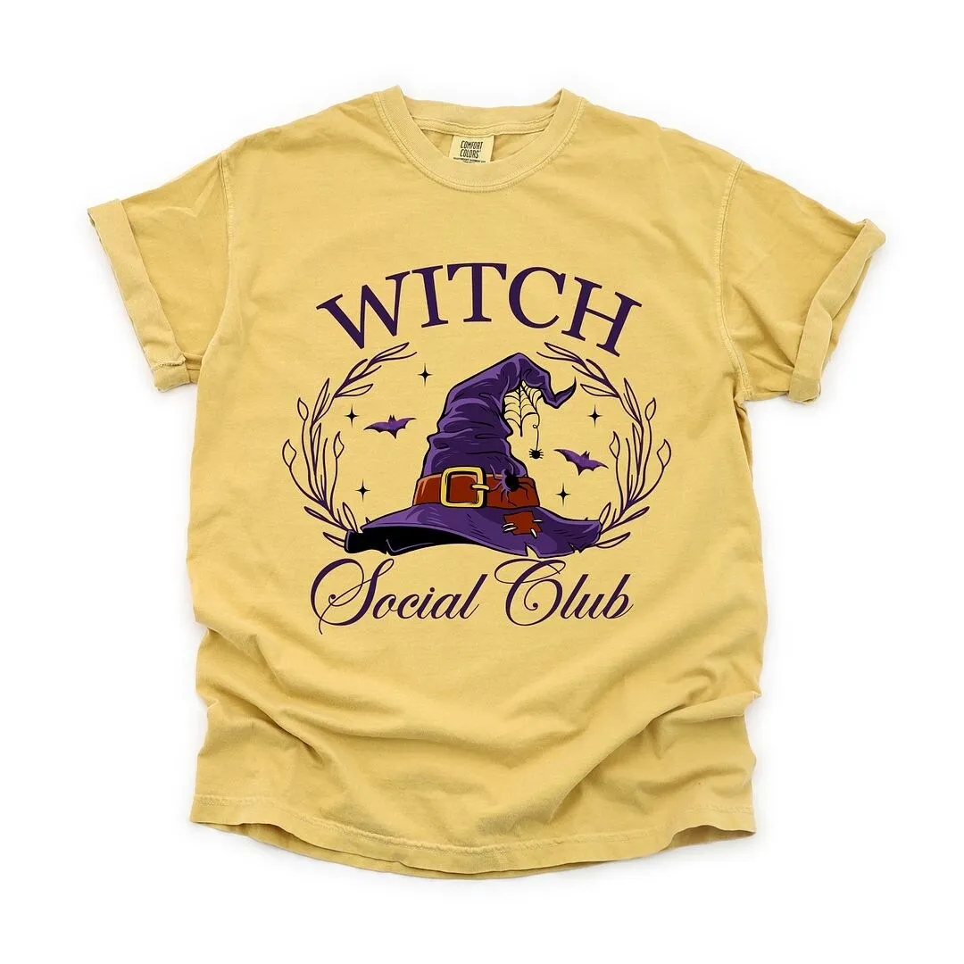 Witch Social Club Purple Hat Garment Dyed Tee sold by Zulily