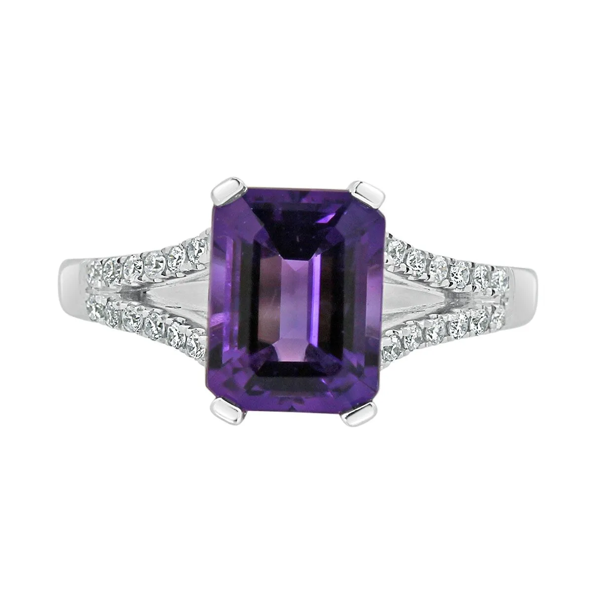 Auriya 1 1/4ct Fancy Emerald-cut Purple Amethyst and Diamond Engagement Ring 1/4ctw 14k Gold sold by Zulily product image thumbnail 2