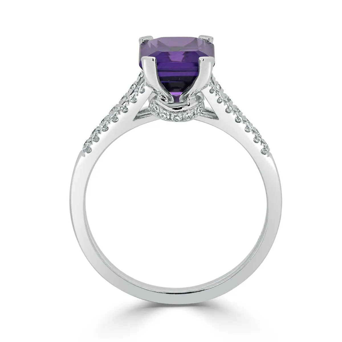 Auriya 1 1/4ct Fancy Emerald-cut Purple Amethyst and Diamond Engagement Ring 1/4ctw 14k Gold sold by Zulily product image thumbnail 5