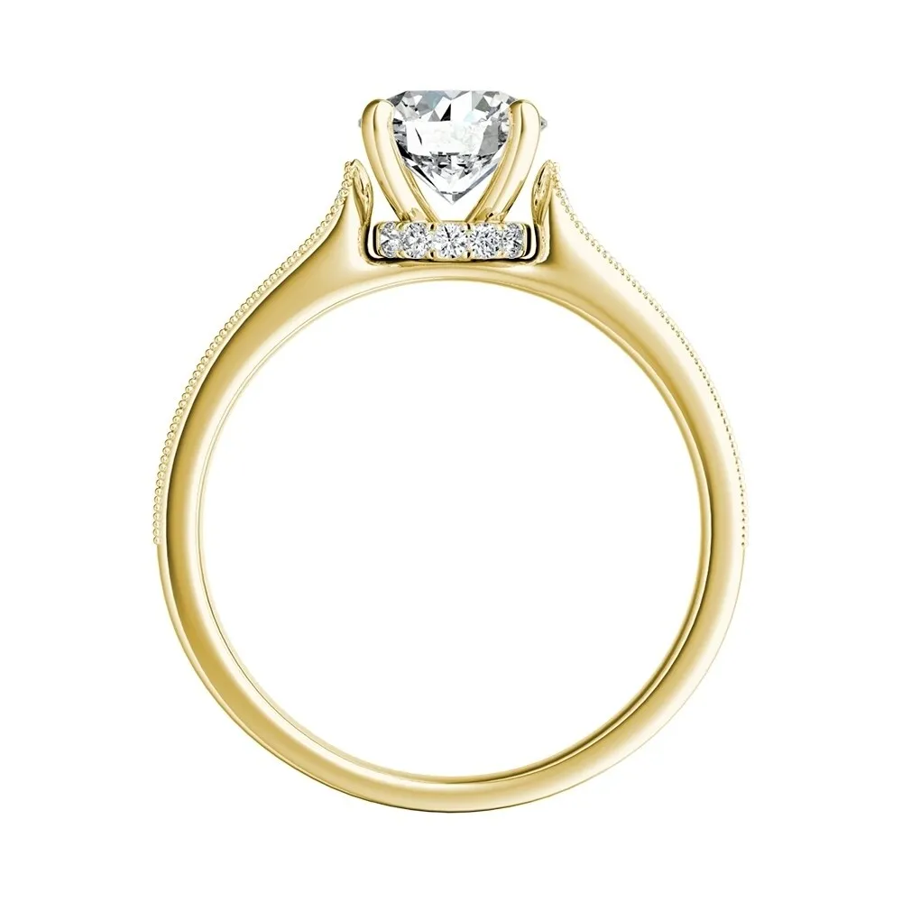 Auriya 14k Gold Round 2 1/2ct Moissanite and 1/5ct TDW Diamond Vintage Inspired Engagement Ring sold by Zulily product image thumbnail 5
