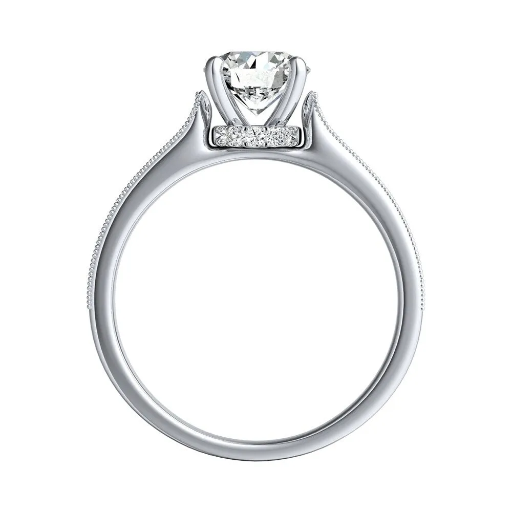 Auriya 14k Gold Round 2 1/2ct Moissanite and 1/5ct TDW Diamond Vintage Inspired Engagement Ring sold by Zulily product image thumbnail 4