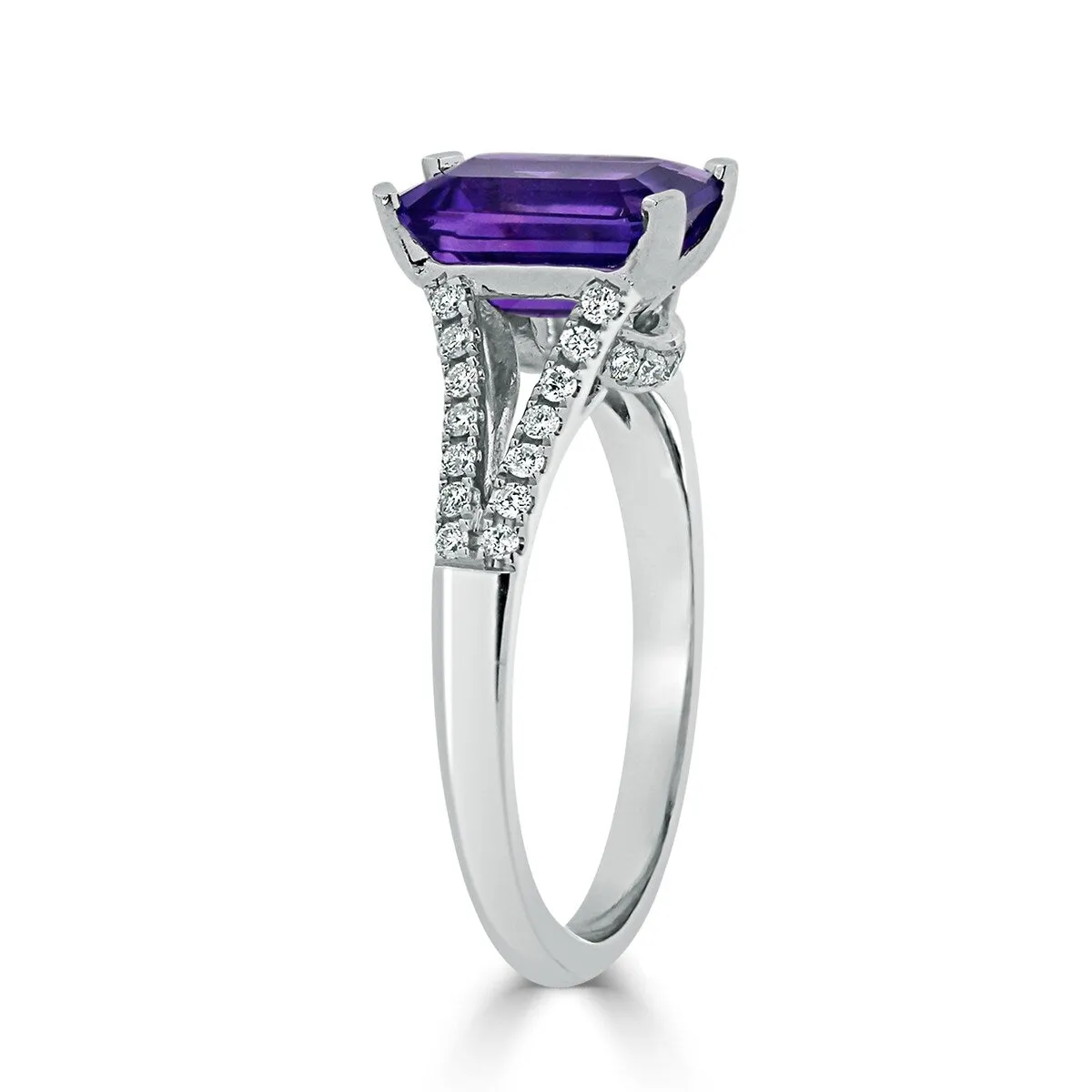 Auriya 1 1/4ct Fancy Emerald-cut Purple Amethyst and Diamond Engagement Ring 1/4ctw 14k Gold sold by Zulily product image thumbnail 4