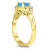 Princess Cut 6X6MM Blue Topaz and Diamond Duchess Ring in 10K Yellow Gold sold by Zulily