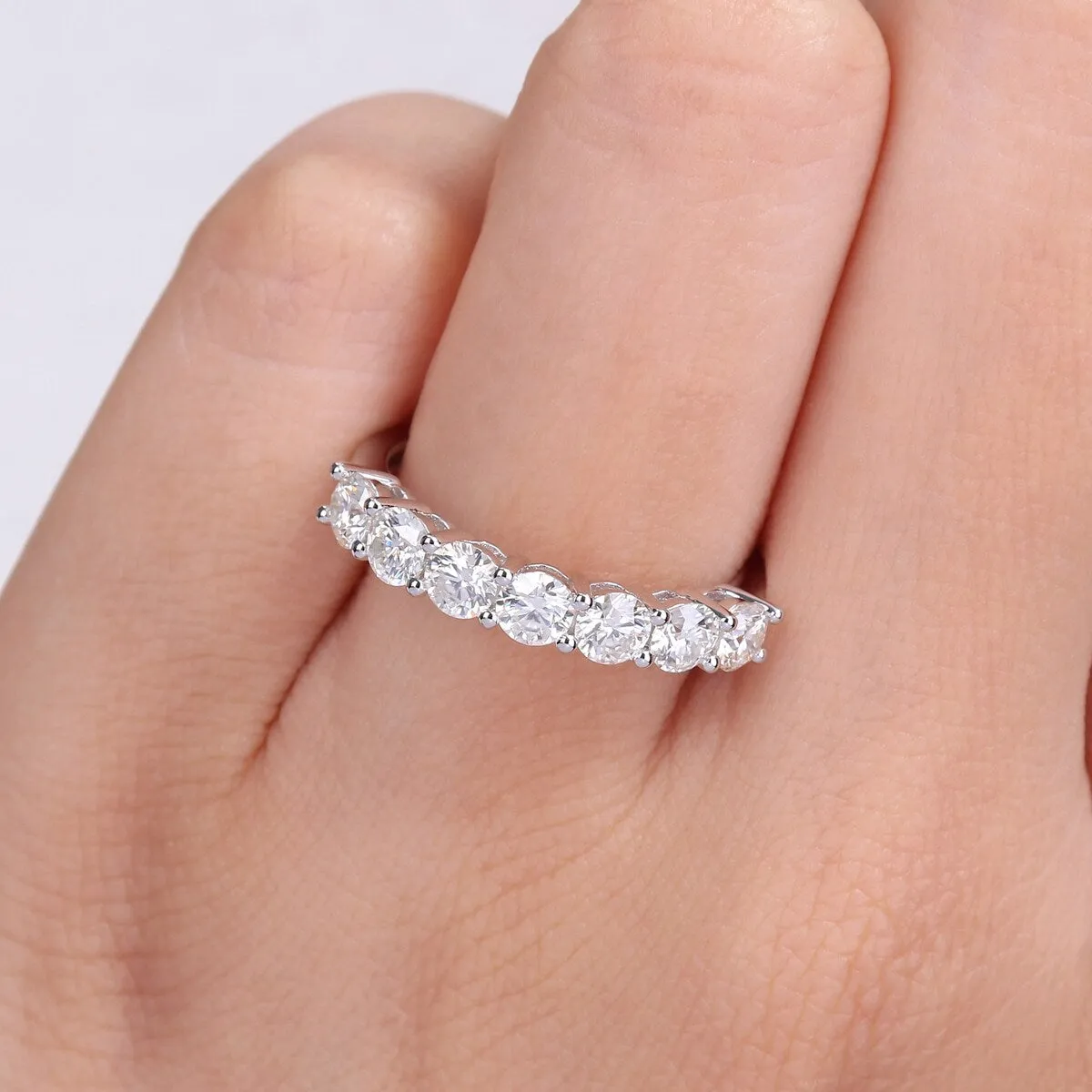 Miadora 1ct DEW Moissanite Semi-eternity Sterling Silver Anniversary Band sold by Zulily product image thumbnail 3