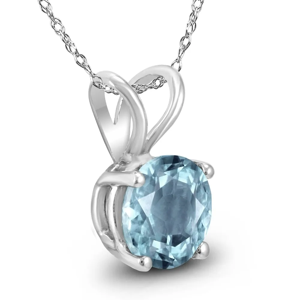 14K White Gold 5MM Round Aquamarine Pendant sold by Zulily product image thumbnail 2