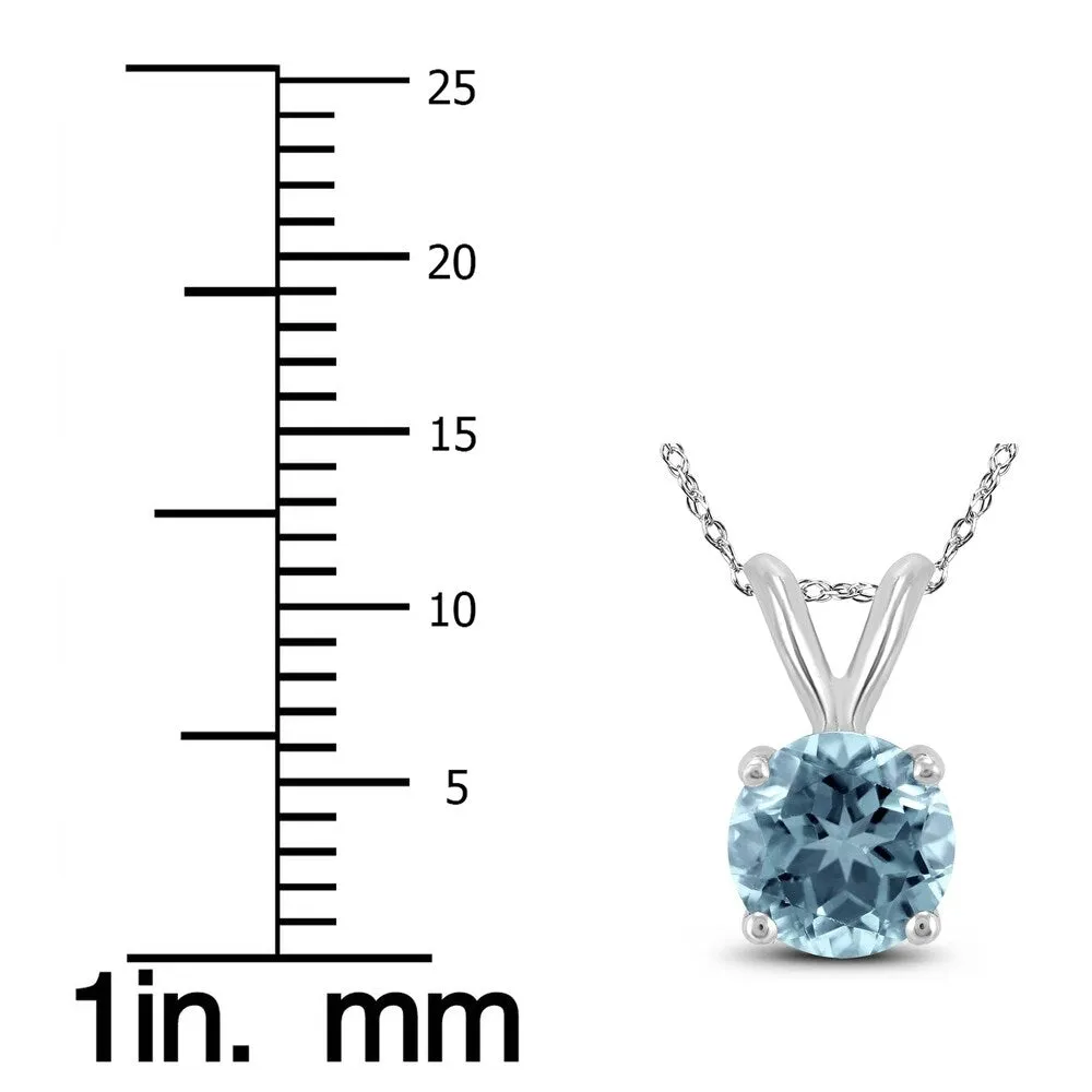 14K White Gold 5MM Round Aquamarine Pendant sold by Zulily product image thumbnail 3