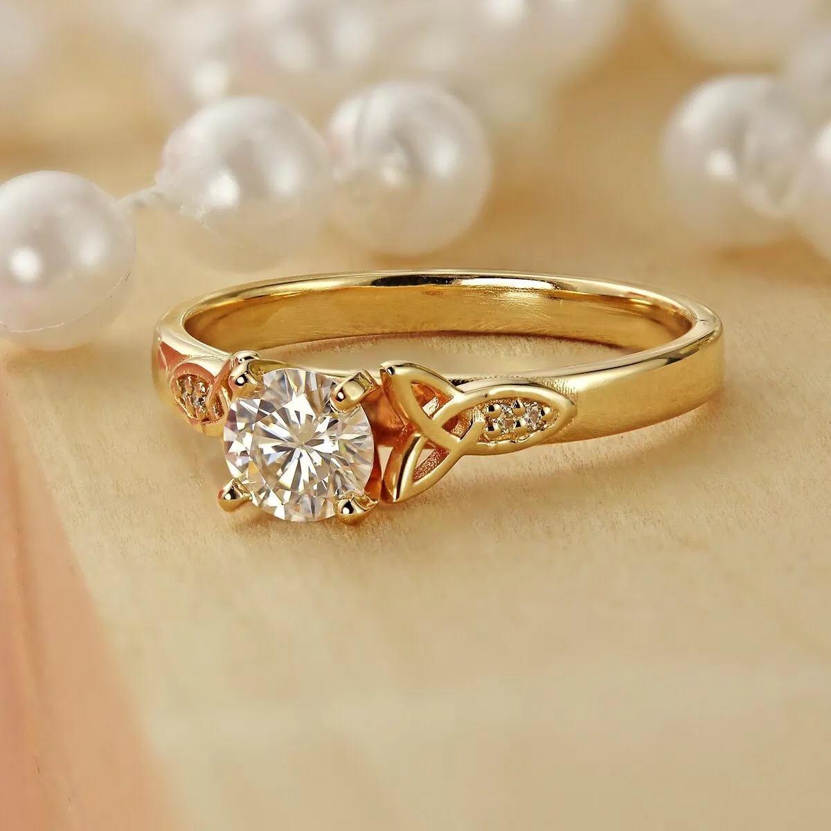 Auriya 14k Gold Modern 1/2ct Round Moissanite Engagement Ring sold by Zulily product image thumbnail 2