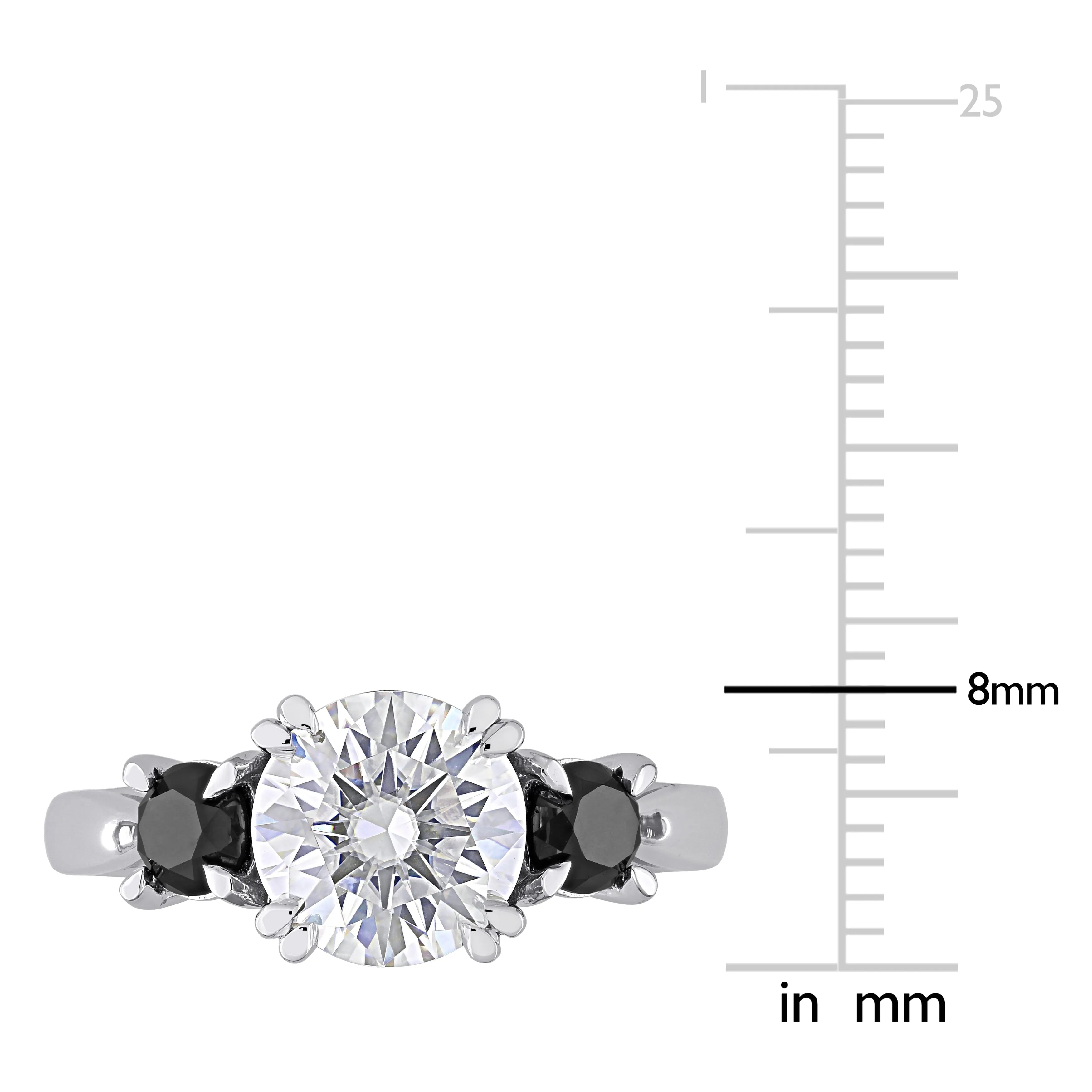 Miadora 2ct DEW Created Moissanite and 3/4ct TDW Black Diamond 3-Stone Engagement Ring in 10k White Gold sold by Zulily product image thumbnail 3