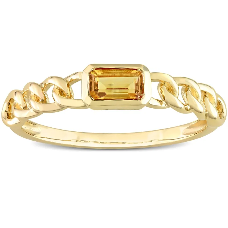 Miadora 10k Yellow Gold Citrine Stackable Link Ring sold by Zulily