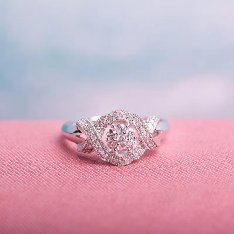 Miadora 10k White Gold 1/3ct TDW Diamond Floral Crossover Engagement Ring sold by Zulily