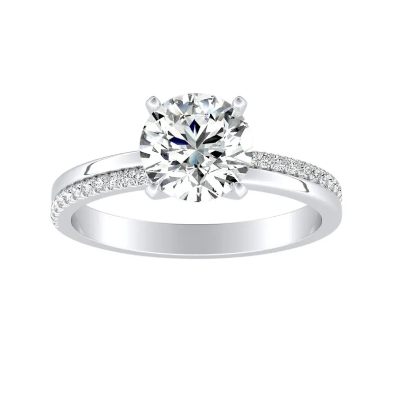 Auriya 14k Gold Modern 1 1/2ct Moissanite and Diamond Engagement Ring 1/8ctw sold by Zulily