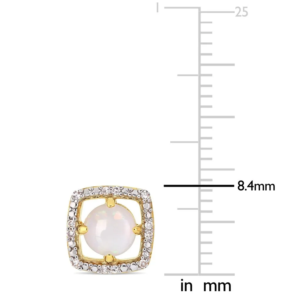 Miadora 10k Yellow Gold Opal and Diamond Floating Halo Stud Earrings sold by Zulily product image thumbnail 2