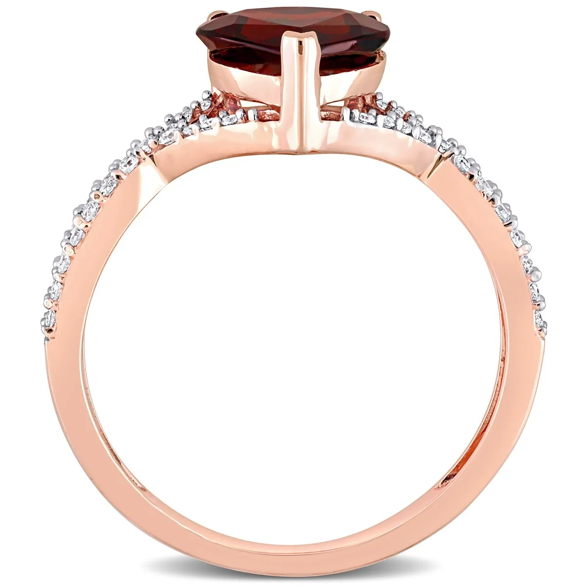 Miadora Heart-cut Garnet and 1/5ct TDW Diamond Crossover Ring in 14k Rose Gold sold by Zulily product image thumbnail 5