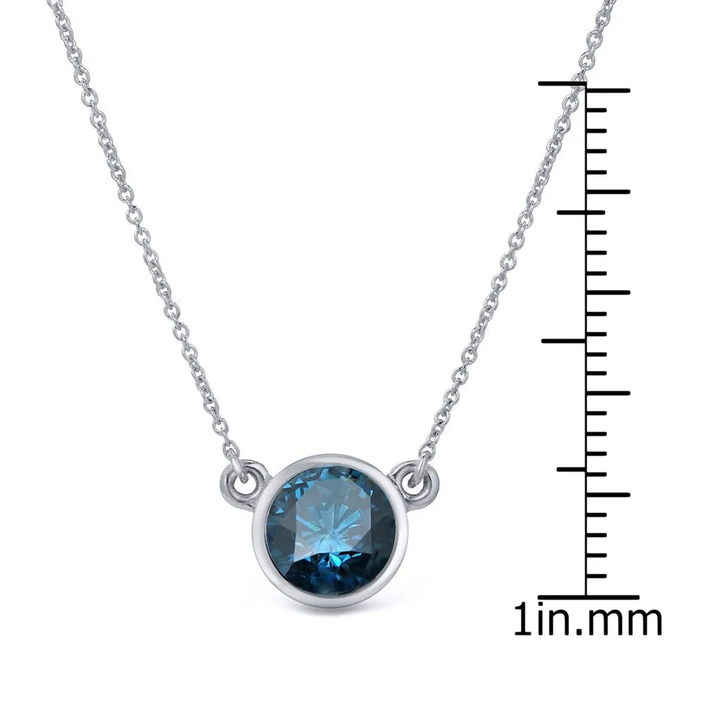 Auriya 1ctw Round Solitaire Blue Diamond Necklace 14k Gold Bezel-set sold by Zulily product image thumbnail 5