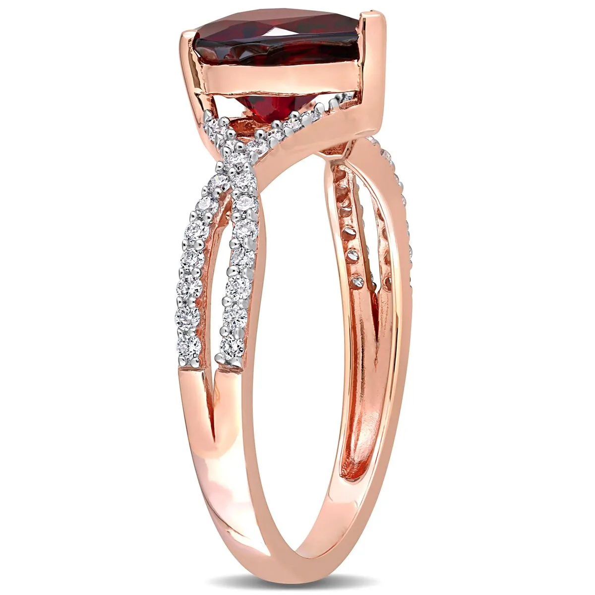 Miadora Heart-cut Garnet and 1/5ct TDW Diamond Crossover Ring in 14k Rose Gold sold by Zulily product image thumbnail 4