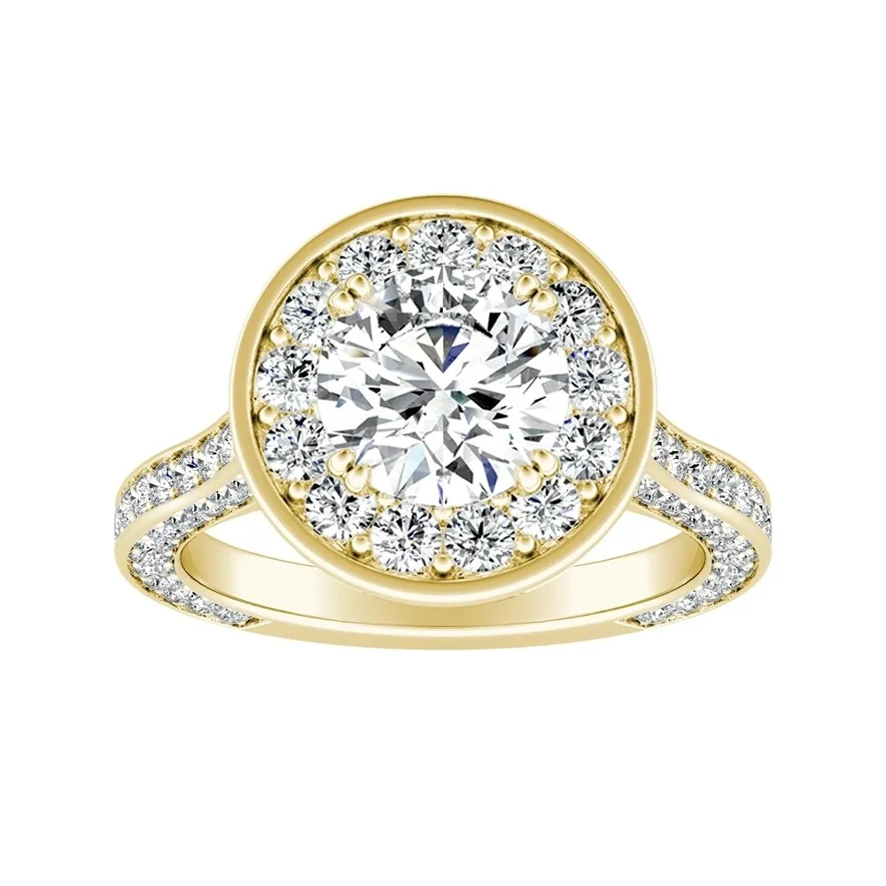 Auriya Round 2ct Moissanite and 1 1/4ctw Diamond Halo Engagement Ring 14K Gold sold by Zulily product image thumbnail 2