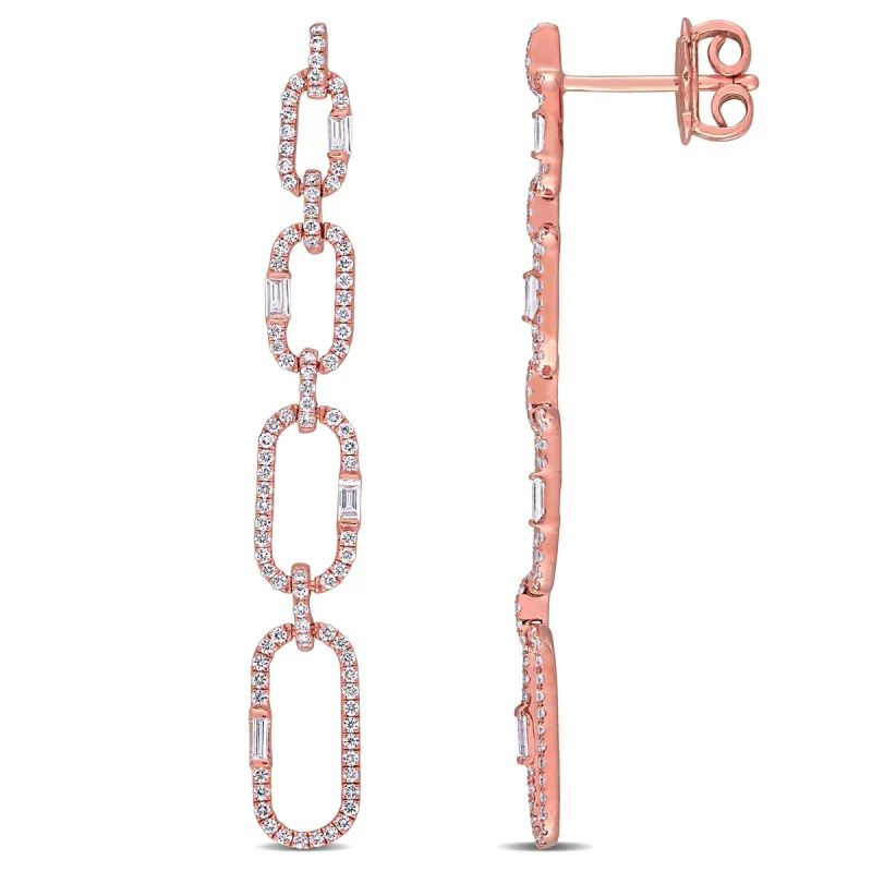 Miadora 14k Rose Gold 3/4ct TDW Baguette and Round-cut Diamond Graduated Oval Drop Earrings - 44 mm x 6 mm x 1.9 mm sold by Zulily