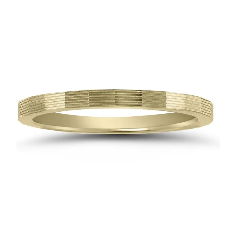 14K Yellow Gold Thin Faceted Groove Design 1.5MM Wedding Band sold by Zulily