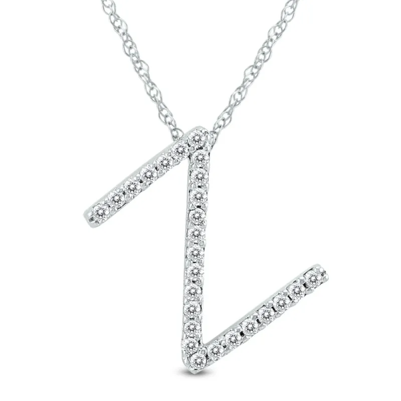 1/6 Carat TW Z Initial Diamond Pendant Necklace in 10K White Gold with Adjustable Chain sold by Zulily