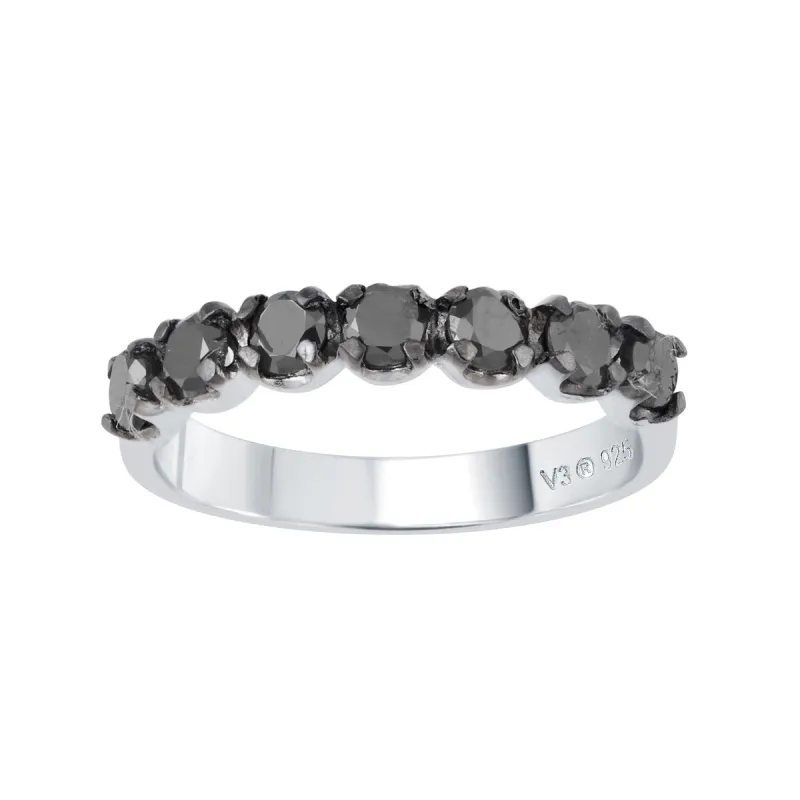 Sterling Silver with Genuine Black Diamond Band Ring sold by Zulily