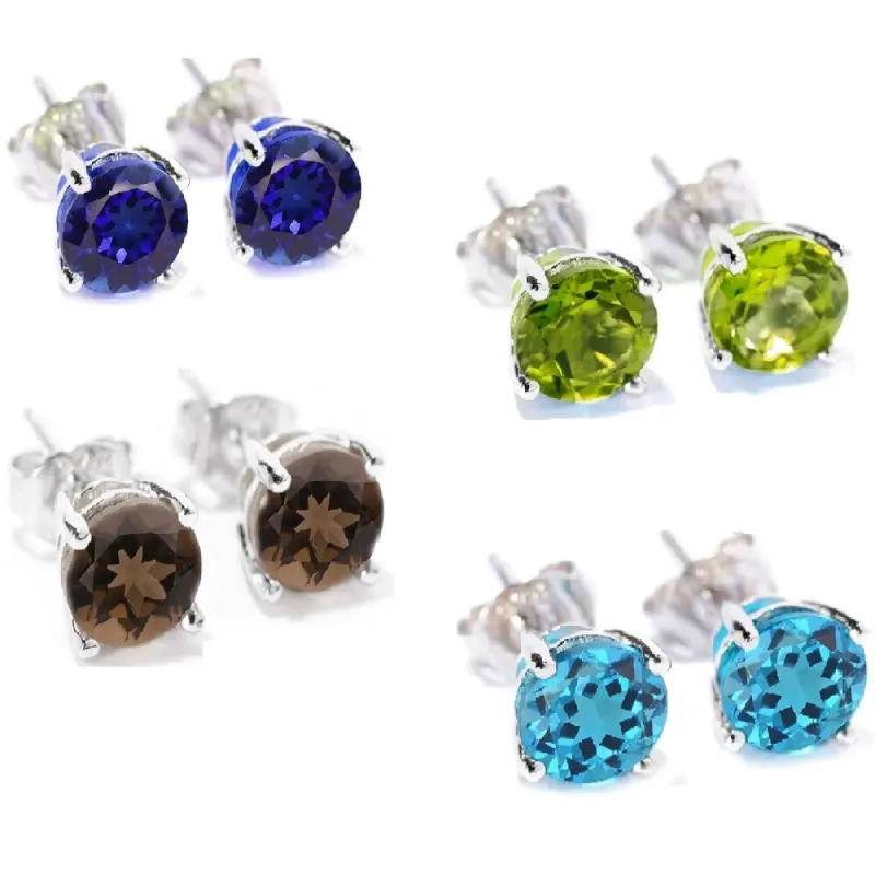 Sterling Silver Choice of Gemstone Solitaire Stud Earring sold by Zulily