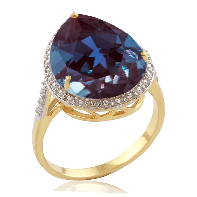 Color Changing Alexandrite Tear Drop 18K Gold Plated Solitaire Ring sold by Zulily