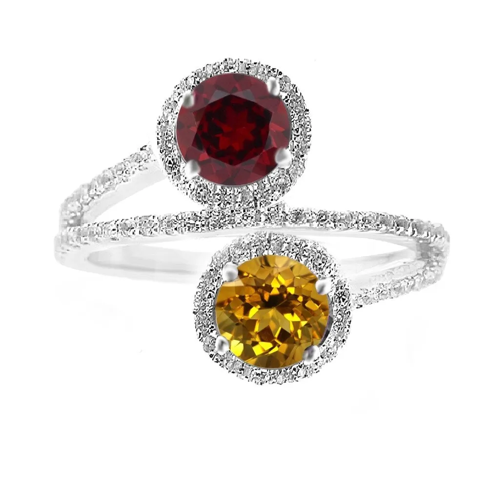 Sterling Silver with Natural Citrine, Garnet and White Topaz Ring sold by Zulily